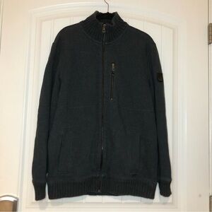 Calvin Klein Gray Cotton Full Zip Long Sleeve Sweater Size Medium